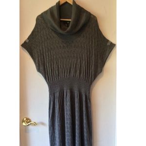 H & M Grey Crochet Knit Cowl Neck Short Dolman Sleeves Thin Sweater Dress